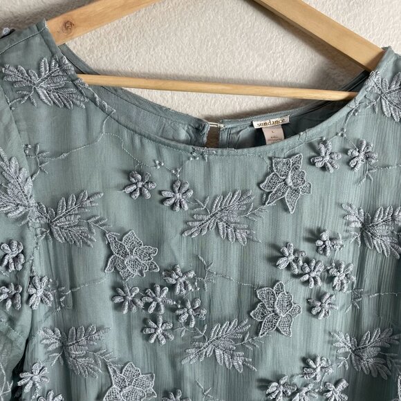 Sundance Womens Large Princess Dreams Embroidered Boho Bell Sleeve Sheath Dress - Picture 9 of 13